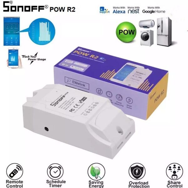 Sonoff – POW R2 прекъсвач – измерване на консумираната енергия 16А/3500W - sonoff-wifi-pow-r2-smart-home-16a-3500w-power-monitoring-1