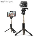 Селфи стик 5 в 1 HSU Sport – със стойка за Телефон и Камера(трипод) + Bluetooth дистанционно | iPhone /Android - HSU-3-in-1-Wireless-Bluetooth-Selfie-Stick-Mini-Tripod + camera holder_0