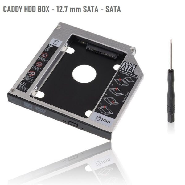 Caddy Кутия 12.7mm за Втори Хард Диск HDD /SSD – 12.7mm - Universal-2nd-HDD-Caddy-12-7mm-SATA-3-box_2