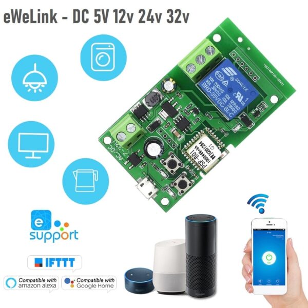 eWeLink wifi превключвател DC 5V 12v 24v 32v + Inching | самозаключване - ewelink-wifi-switch-dc-5v-12v-24v-32v-inching-self-locking-wireless-relay-module_00