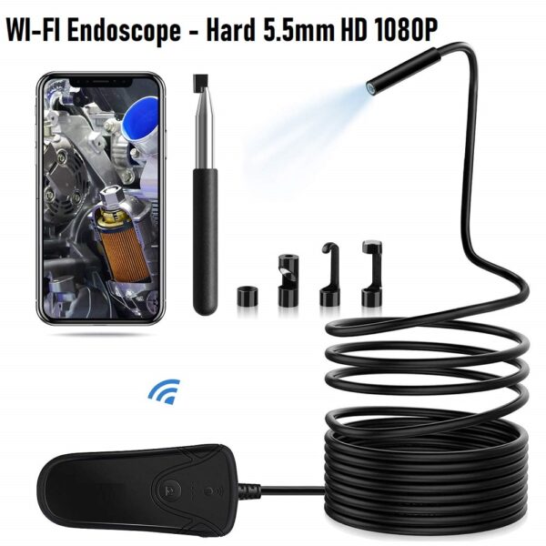 WIFI Ендоскопска камера 5.5mm HARD - HD 1080P - Android | IOS Apple – IP68 - wireless-endoscope-ip68-waterproof-wifi-borescope-inspection-camera-hard-5-5mm-2mp-hd_1