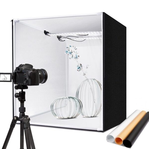 Професионална Фотографска Кутия 80 см за предметна фотография с димируемо лед осветление -professional-portable-photo-box-studio-80-cm-for-product-photography