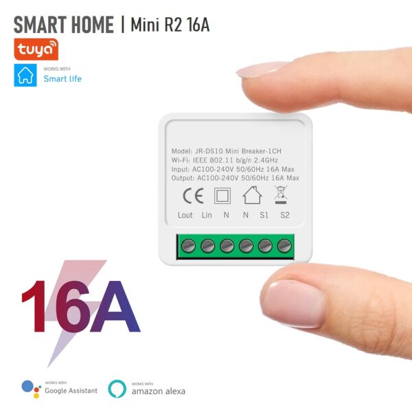 Tuya 16A Wifi Mini Smart Switch 2-Way DIY Automation Module Timer Support SmartLife