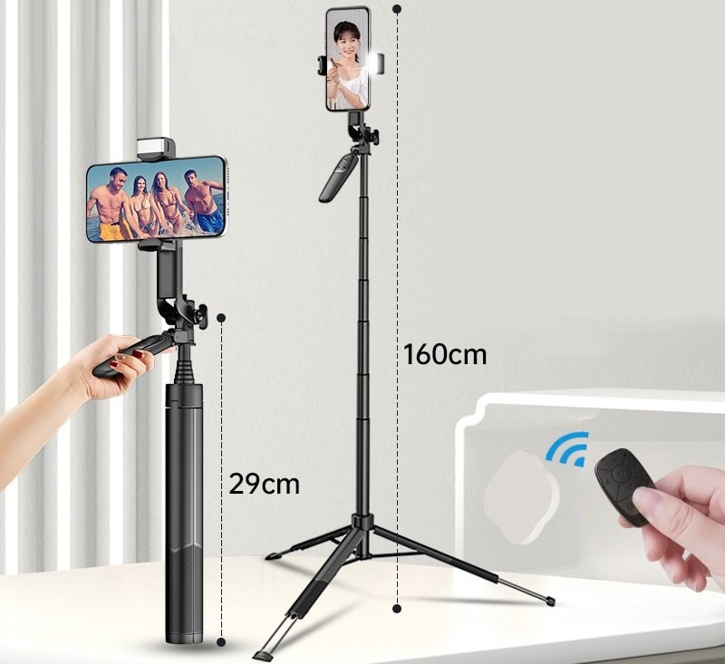 Selfie stick A66 1.6m with tripod for phone and cameras Live For Vlog 005