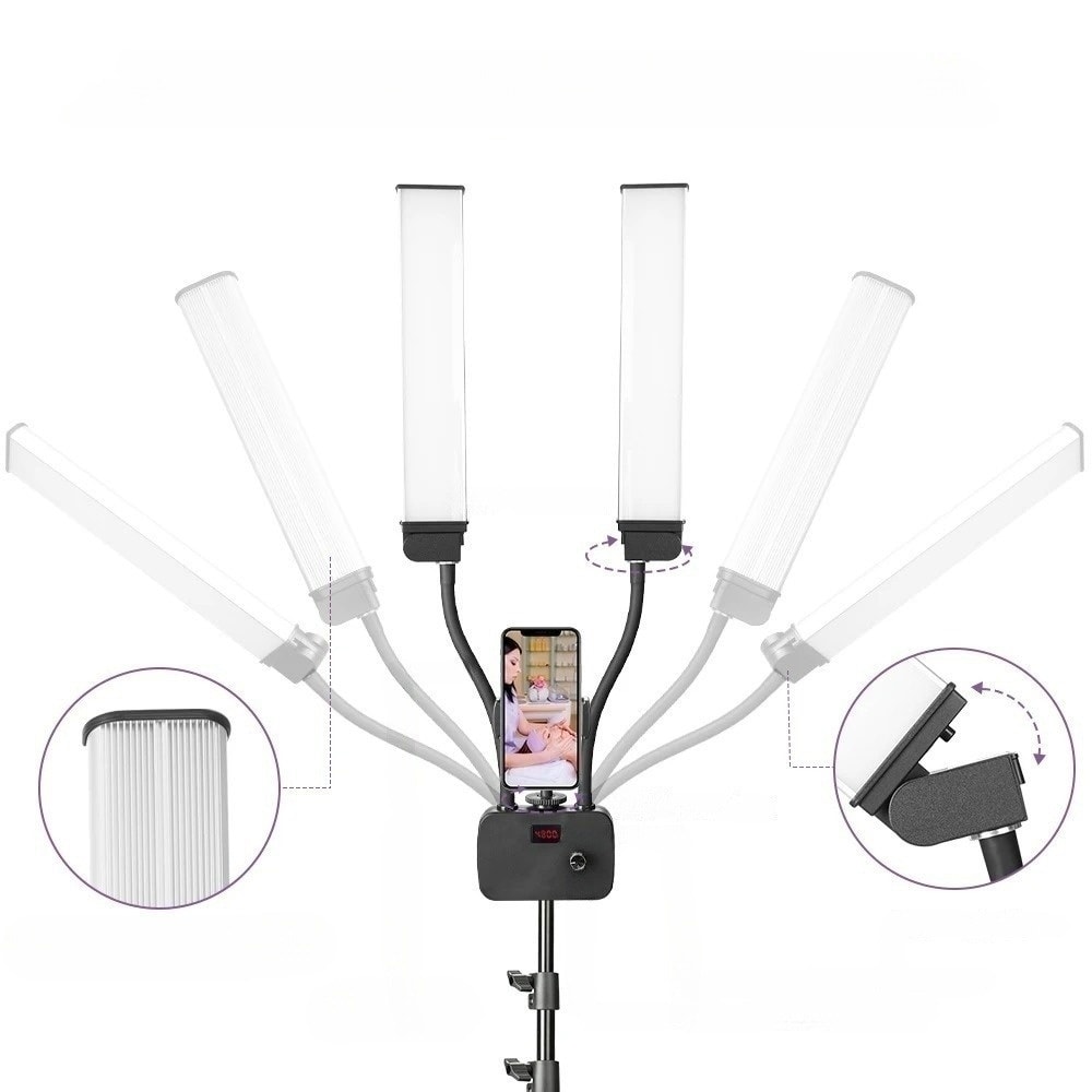HD-45X DOUBLE ARM LED FILL LIGHT Photographic-3000-6500K-Long-Strips-LED-Lamp-LCD-Screen_6