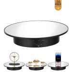 Motorized 360 Degree Rotating Display Stand Mirror Covered for Photography Products and Shows, Max Load 8KG 20CM Video Show(Black)