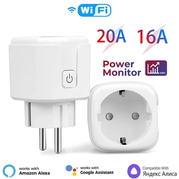 Smart Plug WiFi Socket EU 16A 20A With Power Monitoring Timing Function Works With Alexa Google